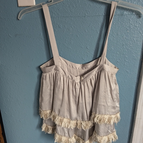 Elegant Cream Fringed Women's Top - Picture 5 of 6